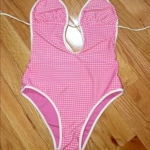 Vintage gingham one piece bathing suit